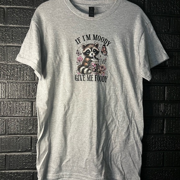 Gildan Gray Raccoon Graphic Tee - Picture 1 of 7
